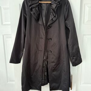 Tahari Black Ruffled Coat